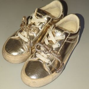 Kids Metallic Gold Lace-Up Sneakers